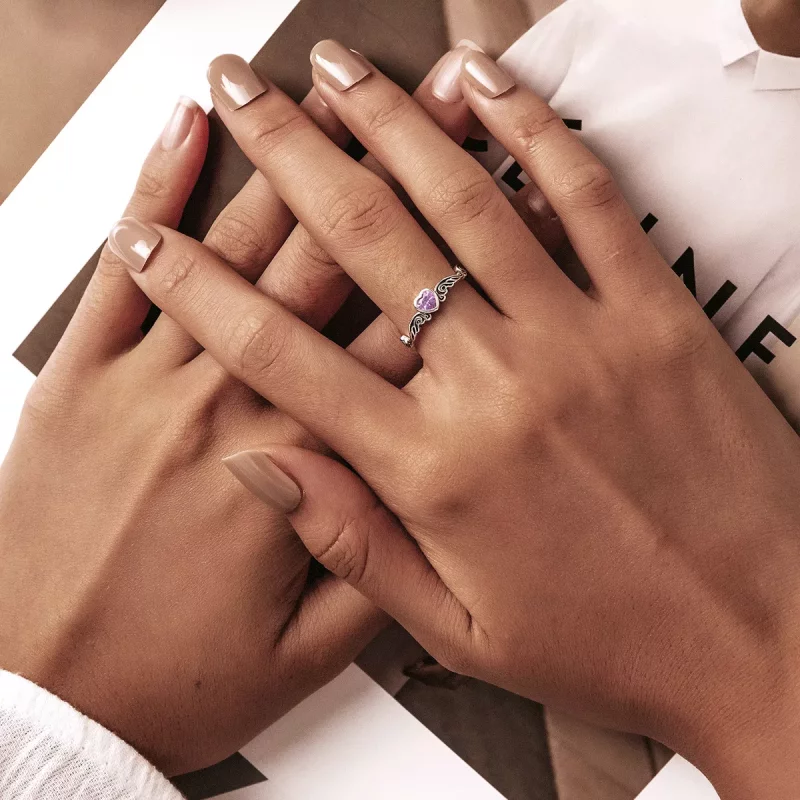 (imagen para) Estilo Pandora Retro Pattern - Anillo Corazón Abierto - SCR766 - Ver 6