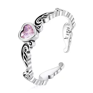 Estilo Pandora Retro Pattern - Anillo Corazón Abierto - SCR766 (imagen para) Estilo Pandora Retro Pattern - Anillo Corazón Abierto - SCR766