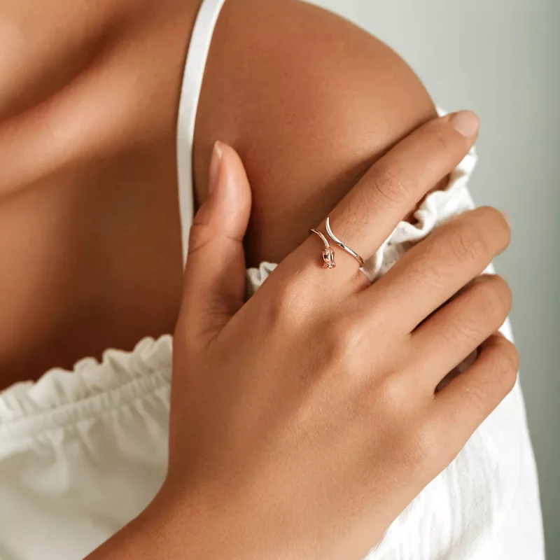 (imagen para) Estilo Pandora Un Anillo Abierto de Rosa - SCR761 - Ver 5