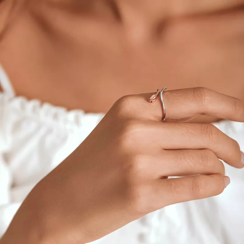 (imagen para) Estilo Pandora Un Anillo Abierto de Rosa - SCR761 - Ver 6