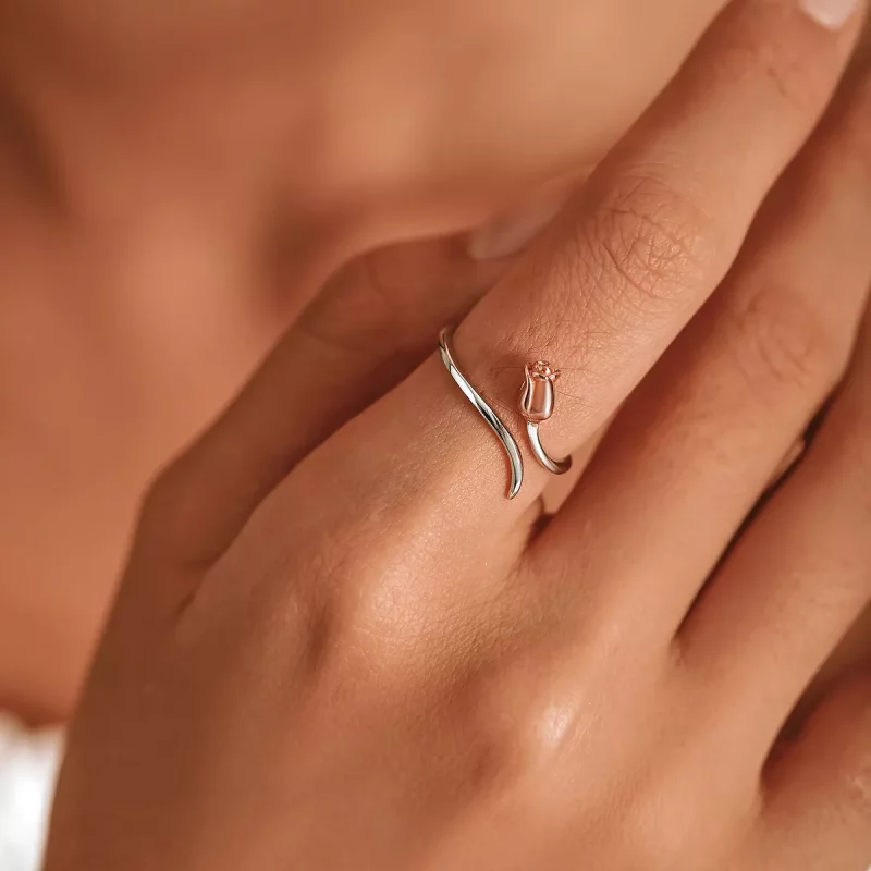 (imagen para) Estilo Pandora Un Anillo Abierto de Rosa - SCR761 - Ver 7