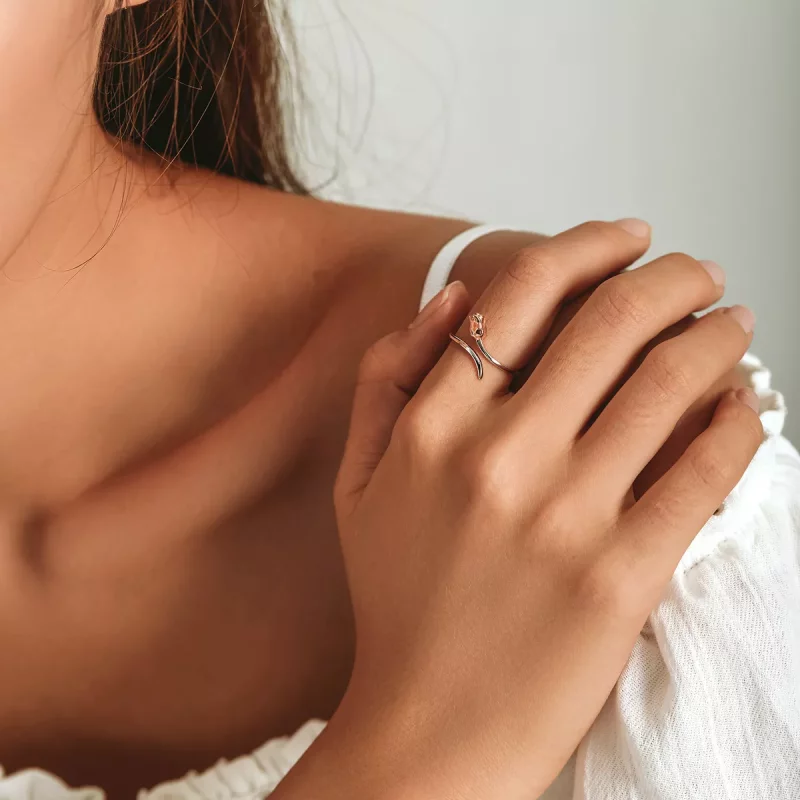 (imagen para) Estilo Pandora Un Anillo Abierto de Rosa - SCR761 - Ver 8