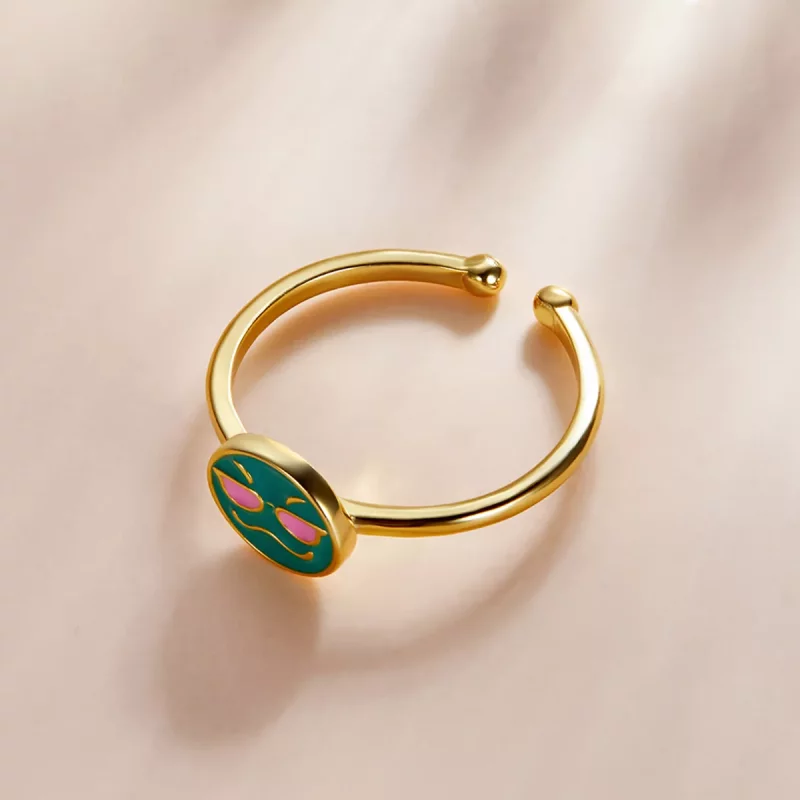 (imagen para) Pandora Style Emoji - Anillo abierto y fresco - SCR737-A - Ver 2