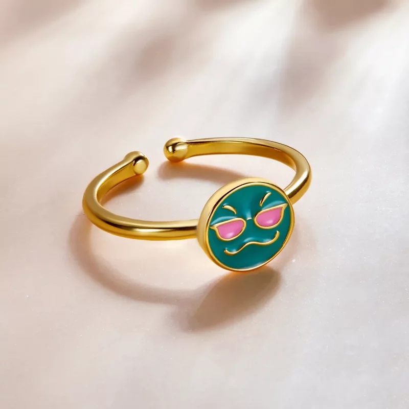 (imagen para) Pandora Style Emoji - Anillo abierto y fresco - SCR737-A - Ver 3