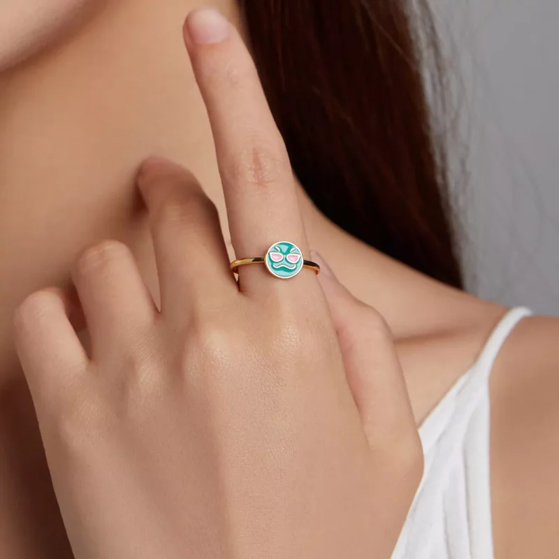(imagen para) Pandora Style Emoji - Anillo abierto y fresco - SCR737-A - Ver 5