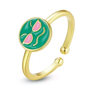 Pandora Style Emoji - Anillo abierto y fresco - SCR737-A (imagen para) Pandora Style Emoji - Anillo abierto y fresco - SCR737-A