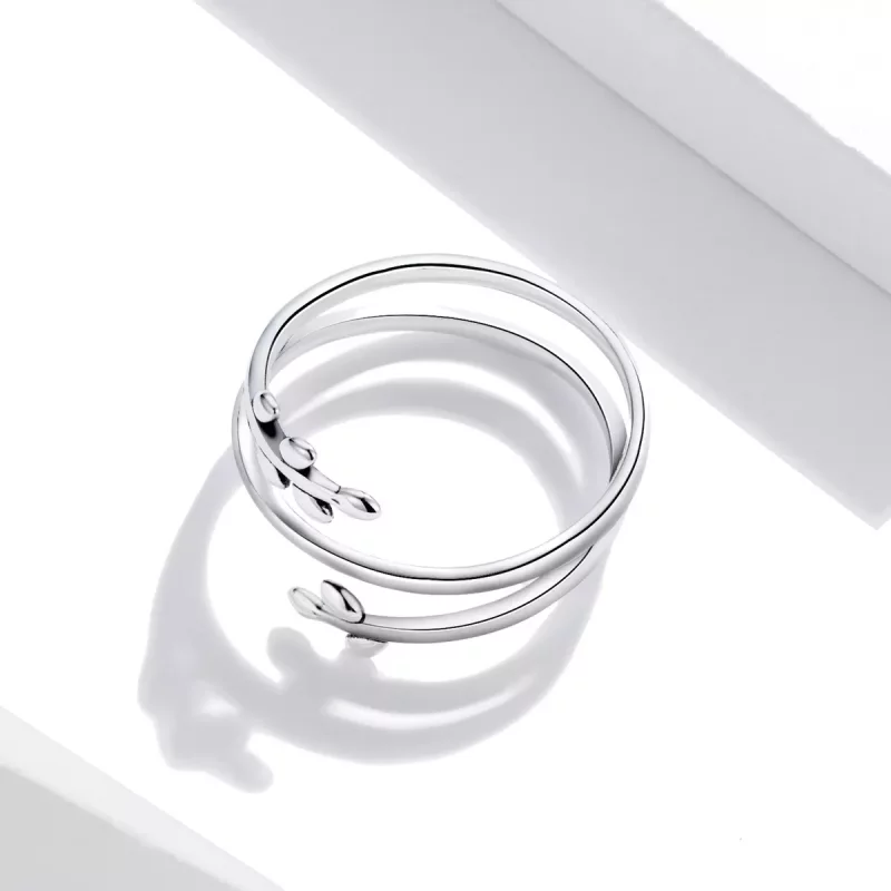 (imagen para) Anillo Abierto de Círculos de Hojas Estilo Pandora - SCR755 - Ver 4