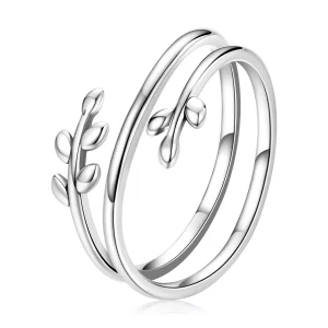 (imagen para) Anillo Abierto de Círculos de Hojas Estilo Pandora - SCR755