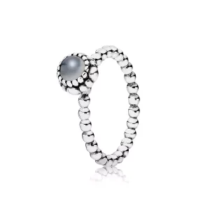 (imagen para) Anillo de plata de ley y piedra lunar gris - PANDORA
