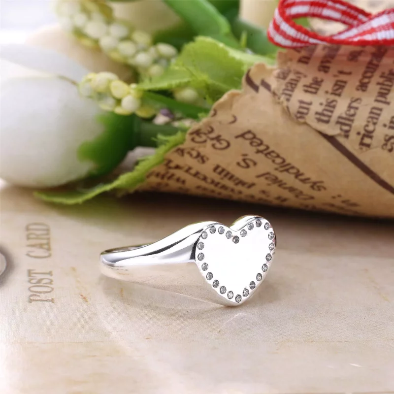 (imagen para) Anillo en plata de ley Sello de coraz&oacute;n PANDORA - Ver 2