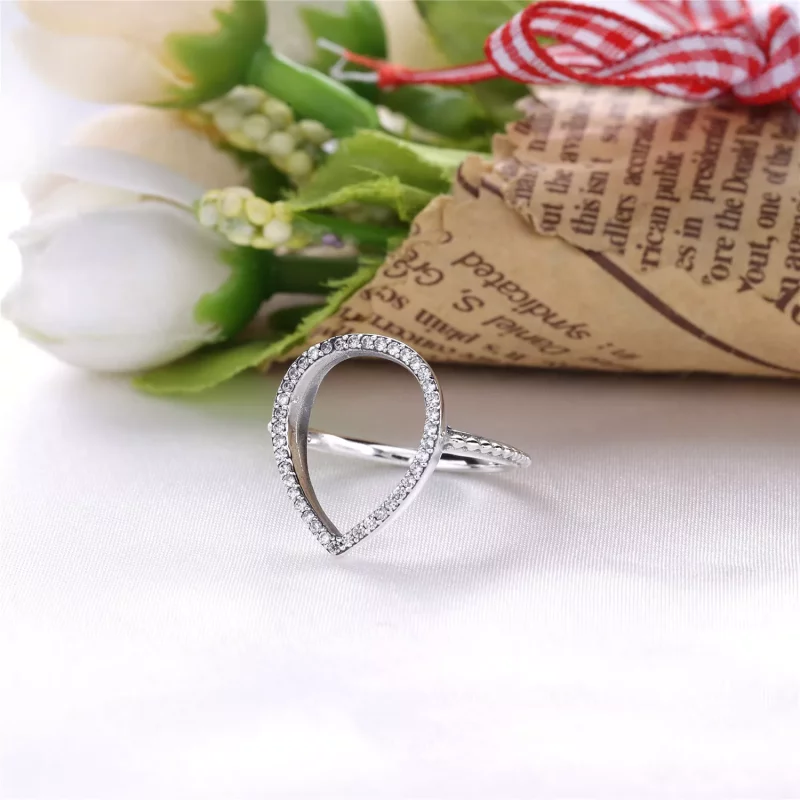 (imagen para) Anillo en plata de ley Silueta de L&aacute;grima - PANDORA - Ver 3