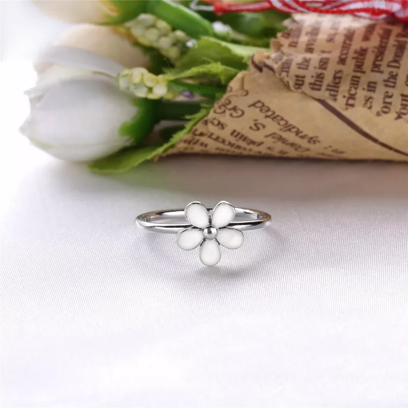 (imagen para) Daisy silver ring with white enamel - PANDORA - Ver 2