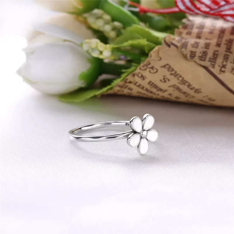 (imagen para) Daisy silver ring with white enamel - PANDORA - Ver 3