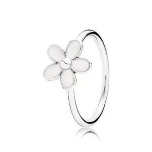 (imagen para) Daisy silver ring with white enamel - PANDORA