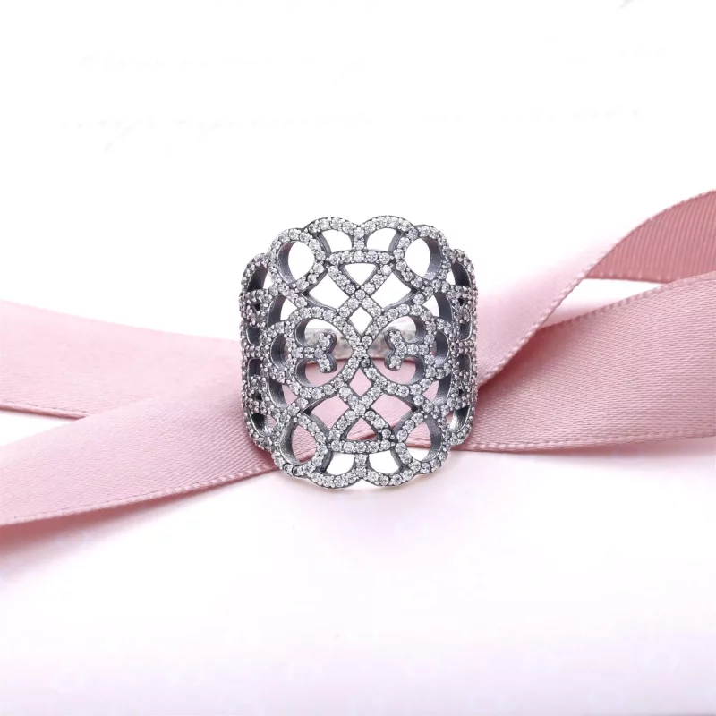 (imagen para) Lace silver ring with cubic zirconia 190907CZ Anillos PANDORA - Ver 2