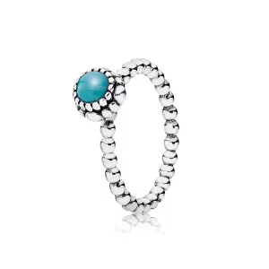 (imagen para) Silver ring, birthstone-December, turquoise - PANDORA