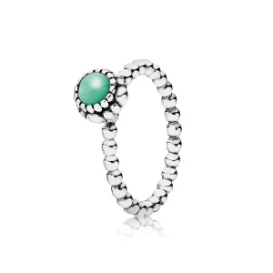 (imagen para) Silver ring, birthstone-May, chrysoprase - PANDORA