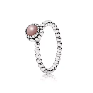 (imagen para) Silver ring, birthstone-October, pink opal - PANDORA