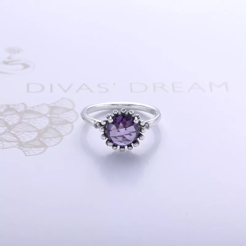 (imagen para) Silver Ring, light colour amethyst - PANDORA - Ver 4