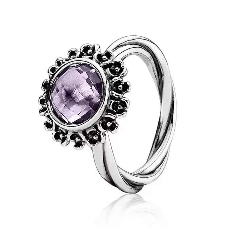 (imagen para) Silver Ring, light colour amethyst - PANDORA