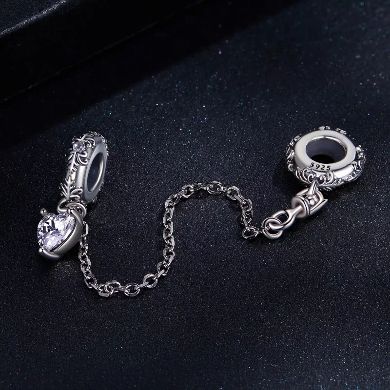 (imagen para) Cadena de seguridad con estilo retro y patrón tipo Pandora - SCC2407 - Ver 2