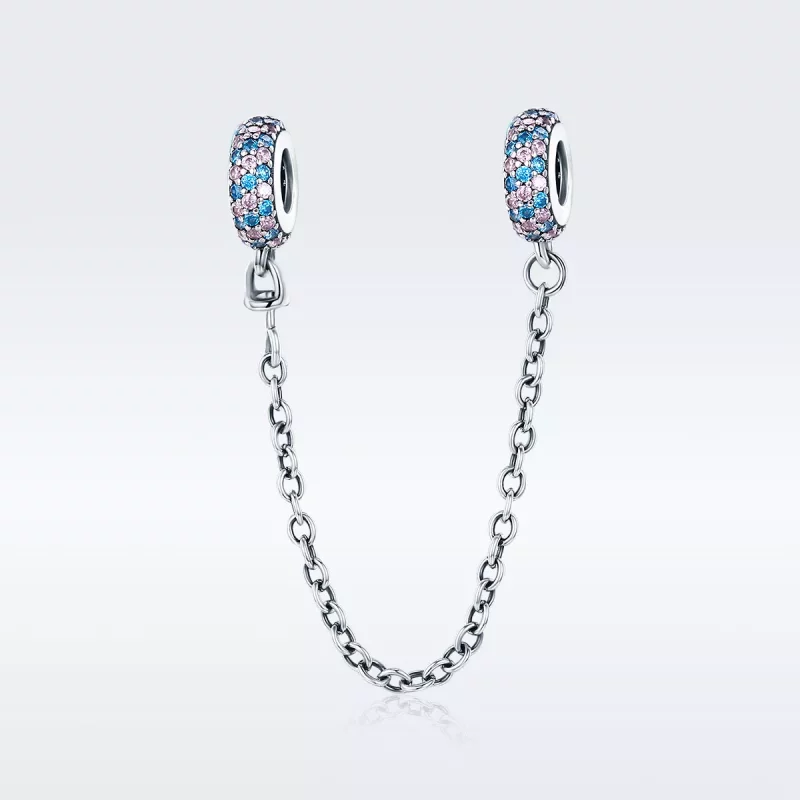 (imagen para) Pandora Estilo Rosa Azul Milagro Cadena de Seguridad - SCC379 - Ver 2
