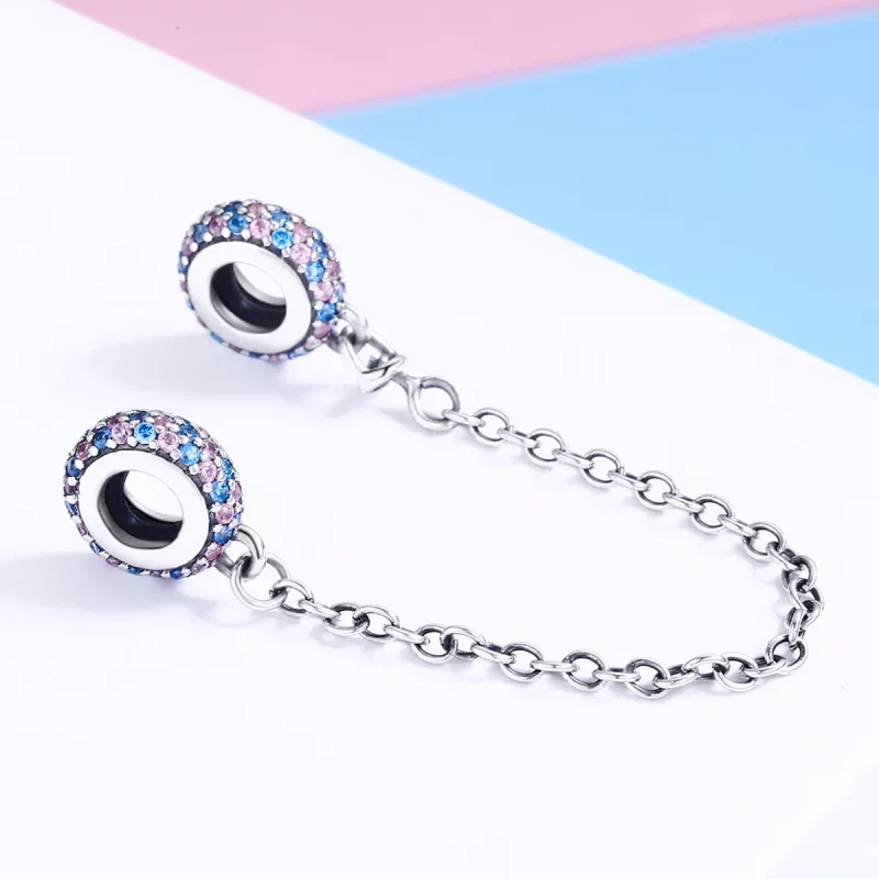 (imagen para) Pandora Estilo Rosa Azul Milagro Cadena de Seguridad - SCC379 - Ver 4