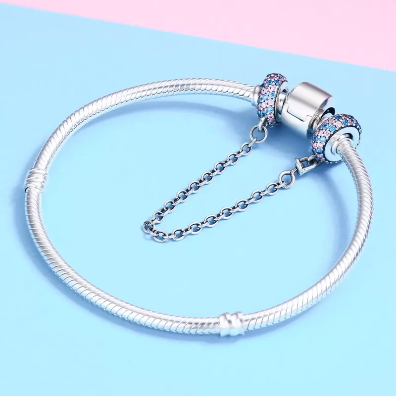 (imagen para) Pandora Estilo Rosa Azul Milagro Cadena de Seguridad - SCC379 - Ver 6