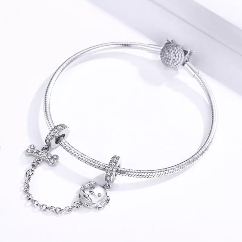 (imagen para) Pulsera de seguridad estilo Pandora con adorable cachorro - SCC1434 - Ver 3