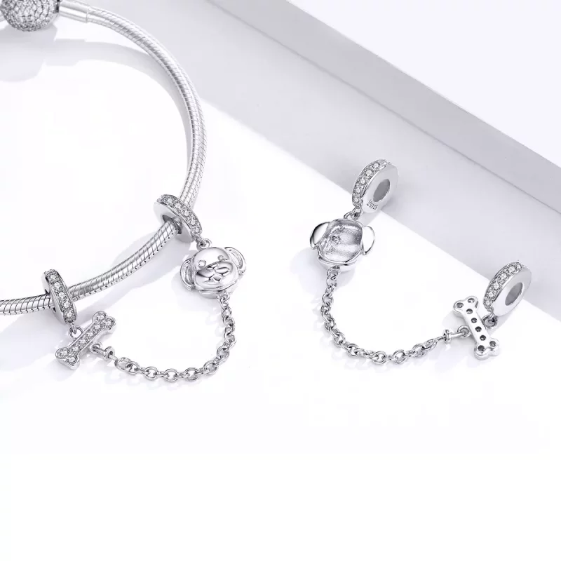 (imagen para) Pulsera de seguridad estilo Pandora con adorable cachorro - SCC1434 - Ver 4