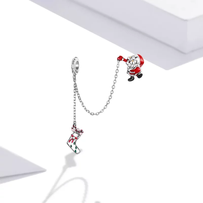 (imagen para) Pulsera de seguridad estilo Pandora con Papá Noel - BSC542 - Ver 2