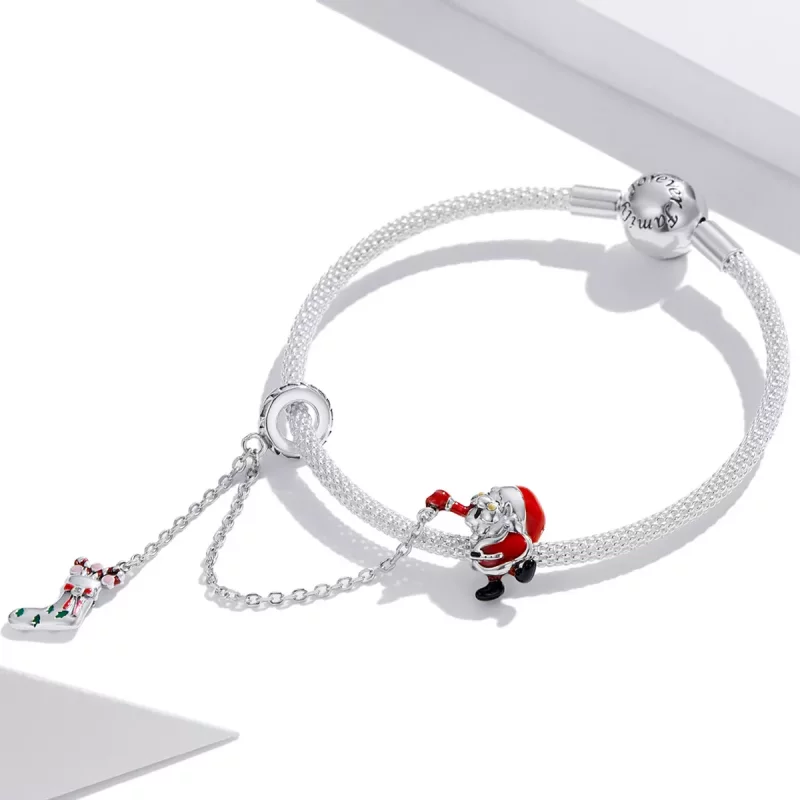 (imagen para) Pulsera de seguridad estilo Pandora con Papá Noel - BSC542 - Ver 3