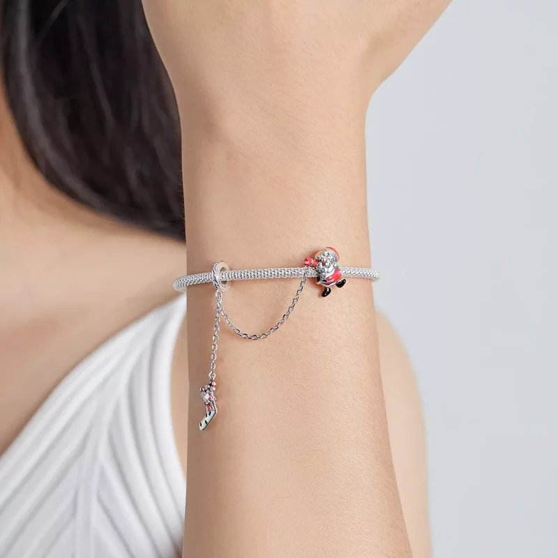 (imagen para) Pulsera de seguridad estilo Pandora con Papá Noel - BSC542 - Ver 5