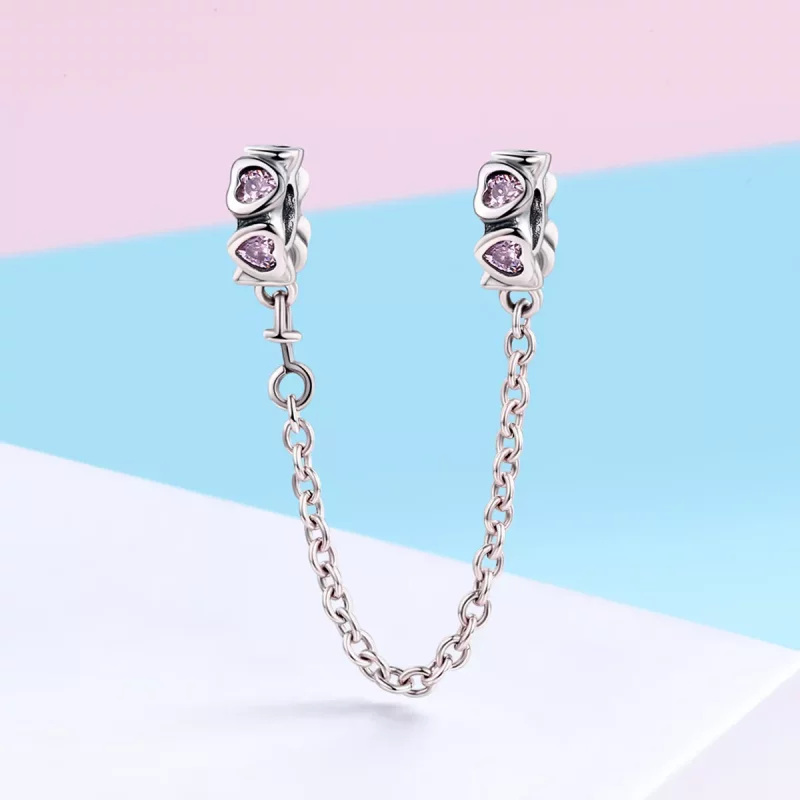 (imagen para) Cadena de seguridad con corazón fragante de plata al estilo Pandora - SCC562 - Ver 3