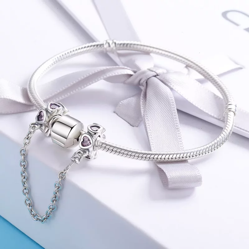 (imagen para) Cadena de seguridad con corazón fragante de plata al estilo Pandora - SCC562 - Ver 4
