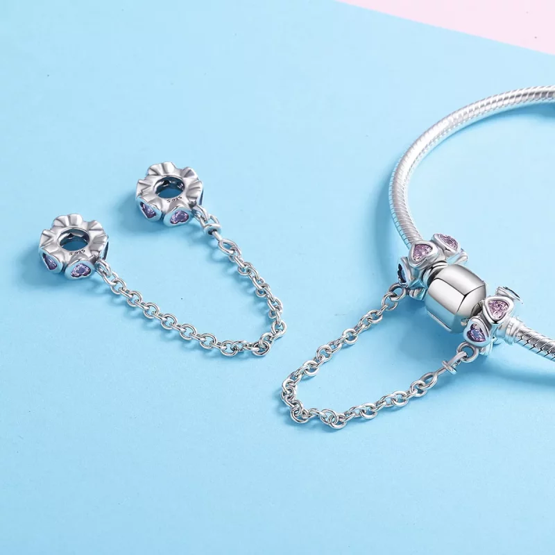 (imagen para) Cadena de seguridad con corazón fragante de plata al estilo Pandora - SCC562 - Ver 5