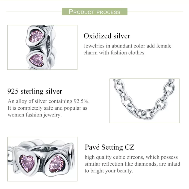 (imagen para) Cadena de seguridad con corazón fragante de plata al estilo Pandora - SCC562 - Ver 6