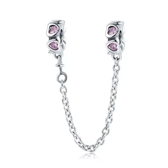 (imagen para) Cadena de seguridad con corazón fragante de plata al estilo Pandora - SCC562