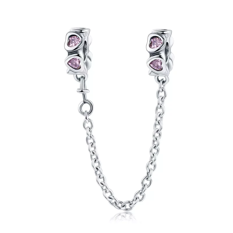 (imagen para) Cadena de seguridad con corazón fragante de plata al estilo Pandora - SCC562