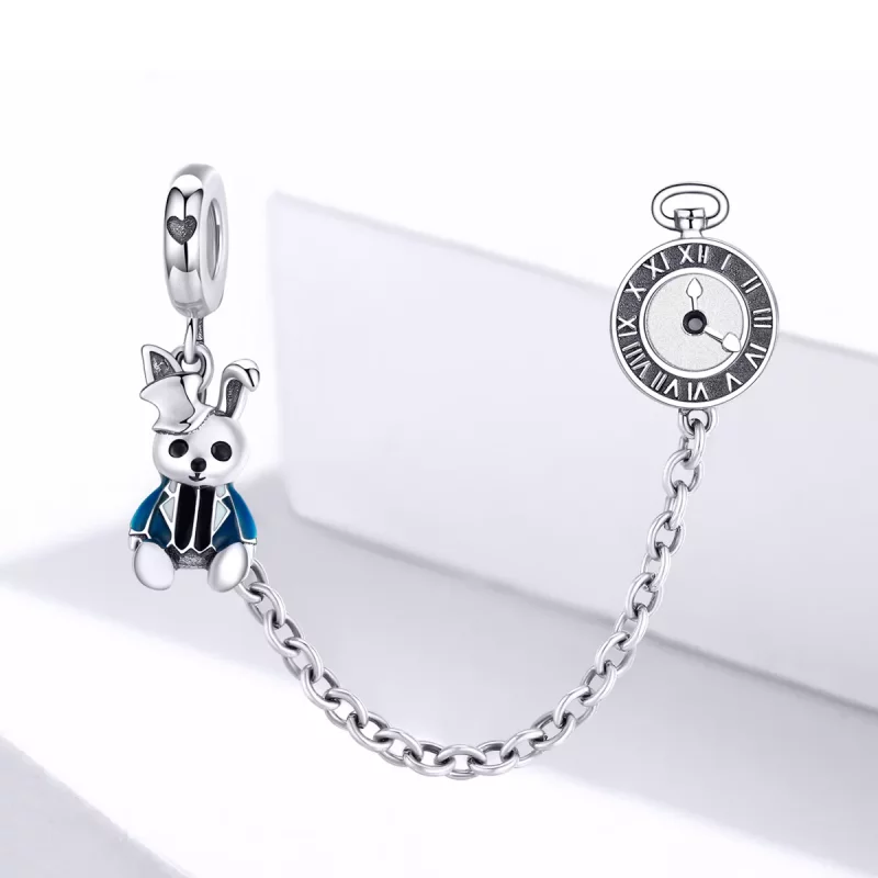 (imagen para) Cadena de seguridad de liebre plateada con estilo Pandora - SCC1443 - Ver 2