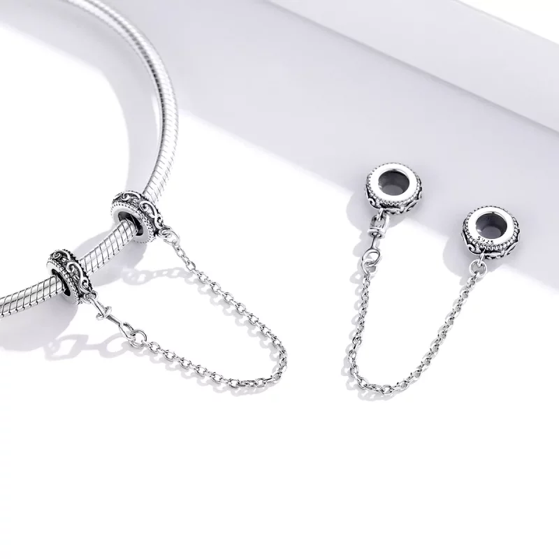 (imagen para) Cadena de seguridad de vid clásica plateada estilo Pandora - SCC1546 - Ver 3