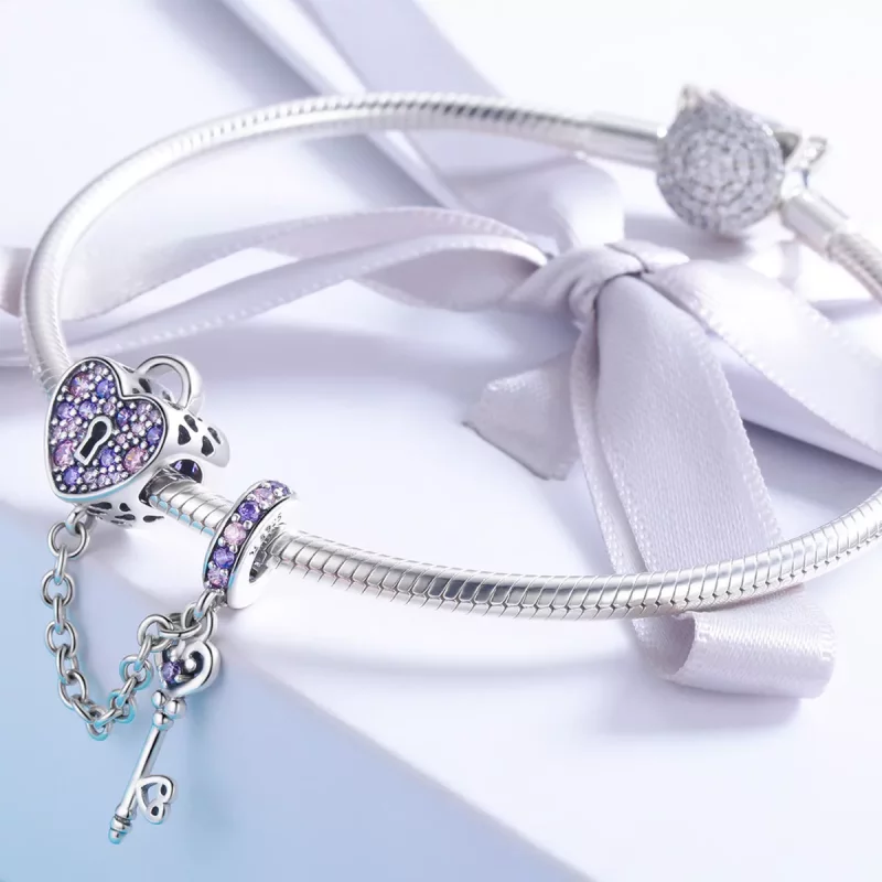 (imagen para) Cadena de seguridad en forma de cuchara con corazón de plata estilo Pandora - SC - Ver 3