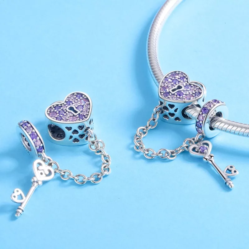 (imagen para) Cadena de seguridad en forma de cuchara con corazón de plata estilo Pandora - SC - Ver 4