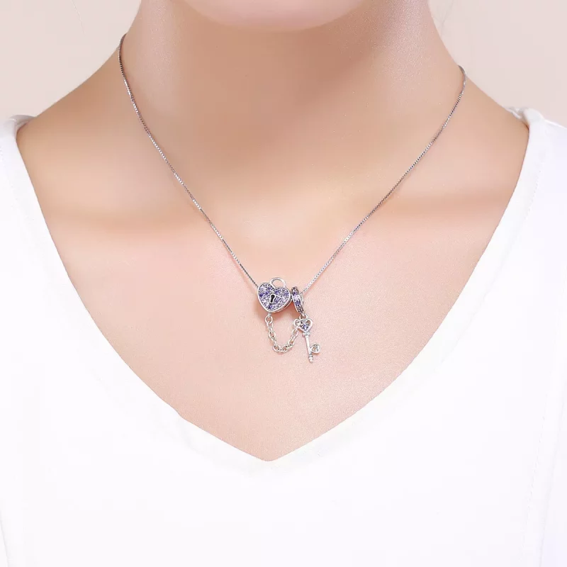 (imagen para) Cadena de seguridad en forma de cuchara con corazón de plata estilo Pandora - SC - Ver 5