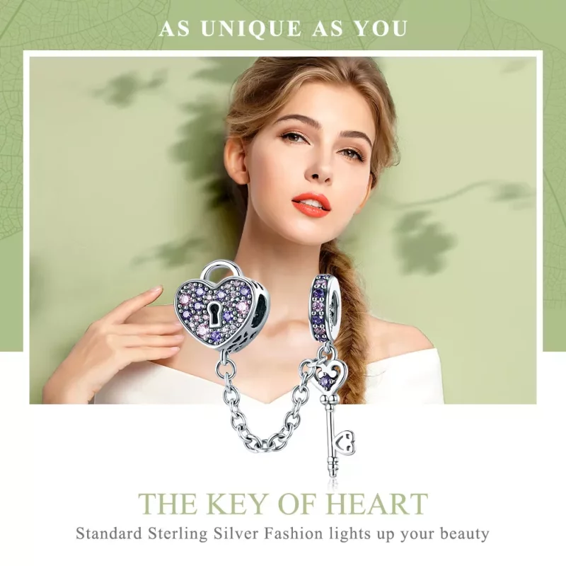 (imagen para) Cadena de seguridad en forma de cuchara con corazón de plata estilo Pandora - SC - Ver 6