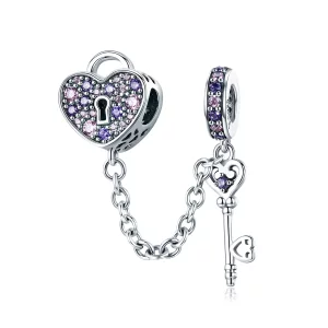 (imagen para) Cadena de seguridad en forma de cuchara con corazón de plata estilo Pandora - SCC772
