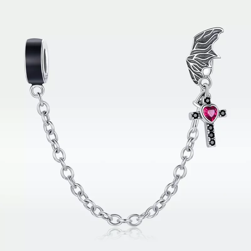 (imagen para) Cadena de seguridad estilo Pandora con cruz alada de plata - SCC1781 - Ver 5