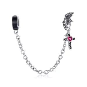 (imagen para) Cadena de seguridad estilo Pandora con cruz alada de plata - SCC1781