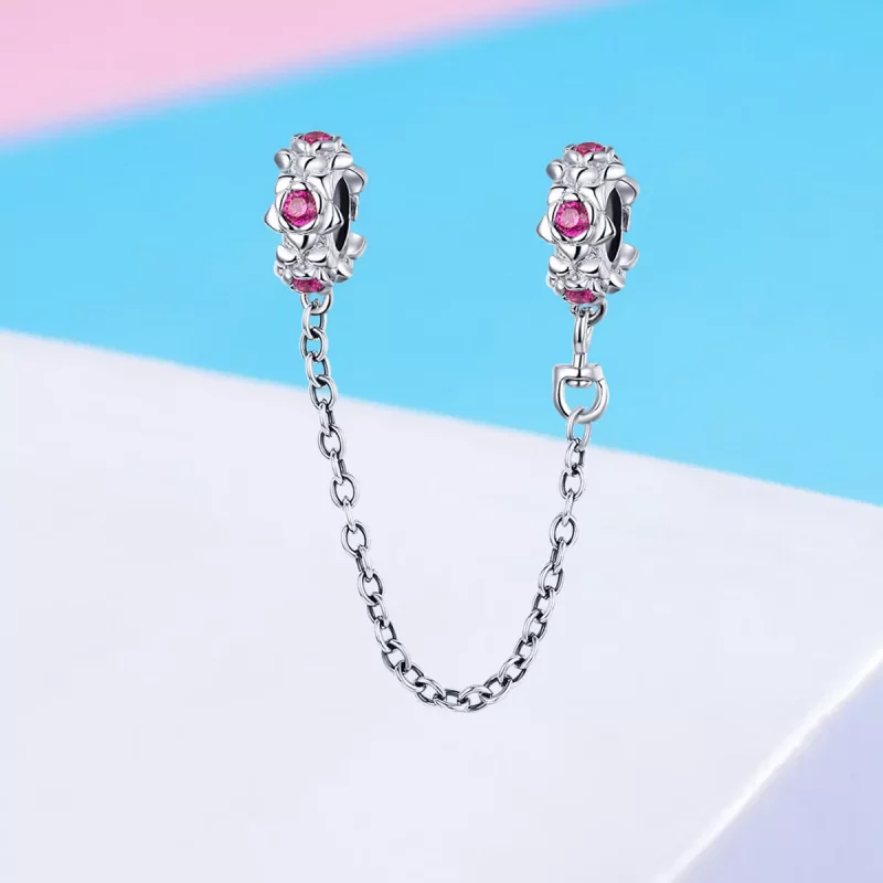 (imagen para) Cadena de seguridad estilo Pandora de plata con guirnalda de hadas - BSC035 - Ver 2