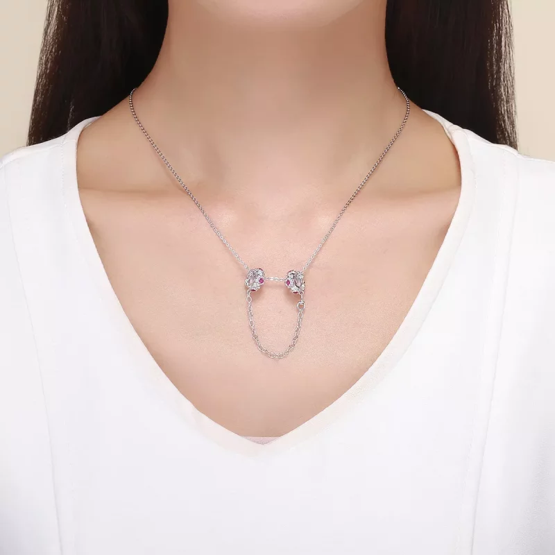 (imagen para) Cadena de seguridad estilo Pandora de plata con guirnalda de hadas - BSC035 - Ver 5